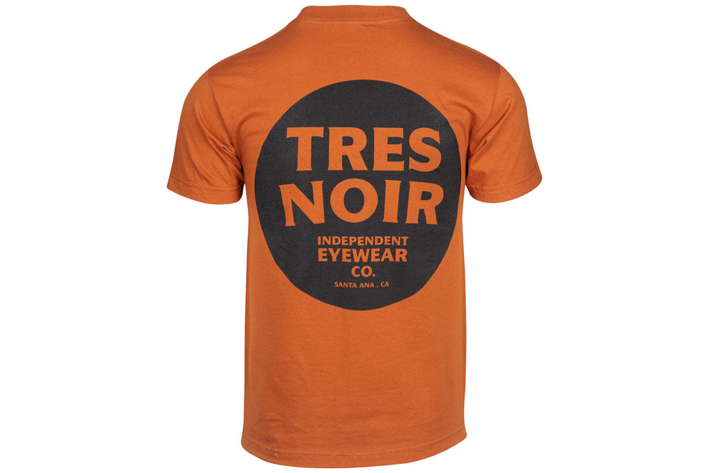 Orange T-Shirt Back With Black Tres Noir Independent Eye Wear Logo